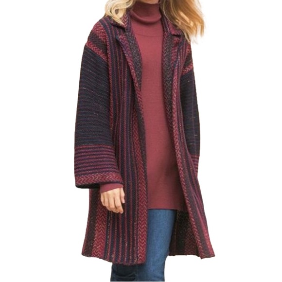 Soft Surroundings Sweaters - Soft Surroundings Maya cardigan duster sweater metallic red blue knit
